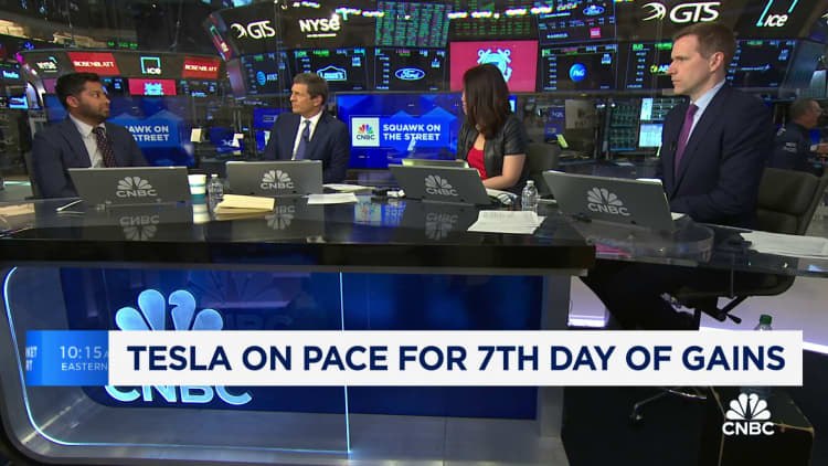 Tesla shares wipe out loss for the year with 27% rally this week